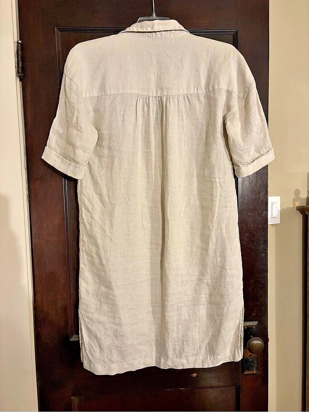 Tahari Linen Button-Front Midi Dress in Cream Size Medium - Picture 3 of 6